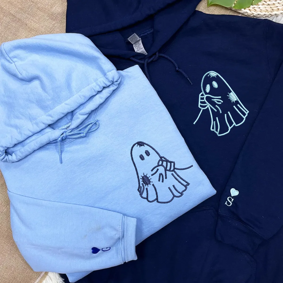 Custom Embroidered Cute Ghost Love Matching Hoodies for Couples - Image 5