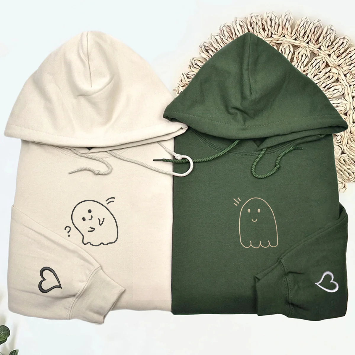 Custom Embroidered Cute Ghost Matching Hoodies for Couples - Image 5