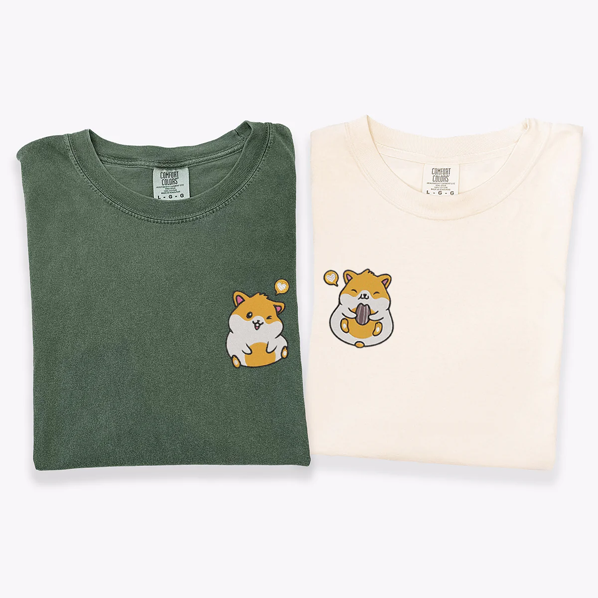Custom Embroidered Cute Hamster Heart Matching T-shirts for Couples - Image 4