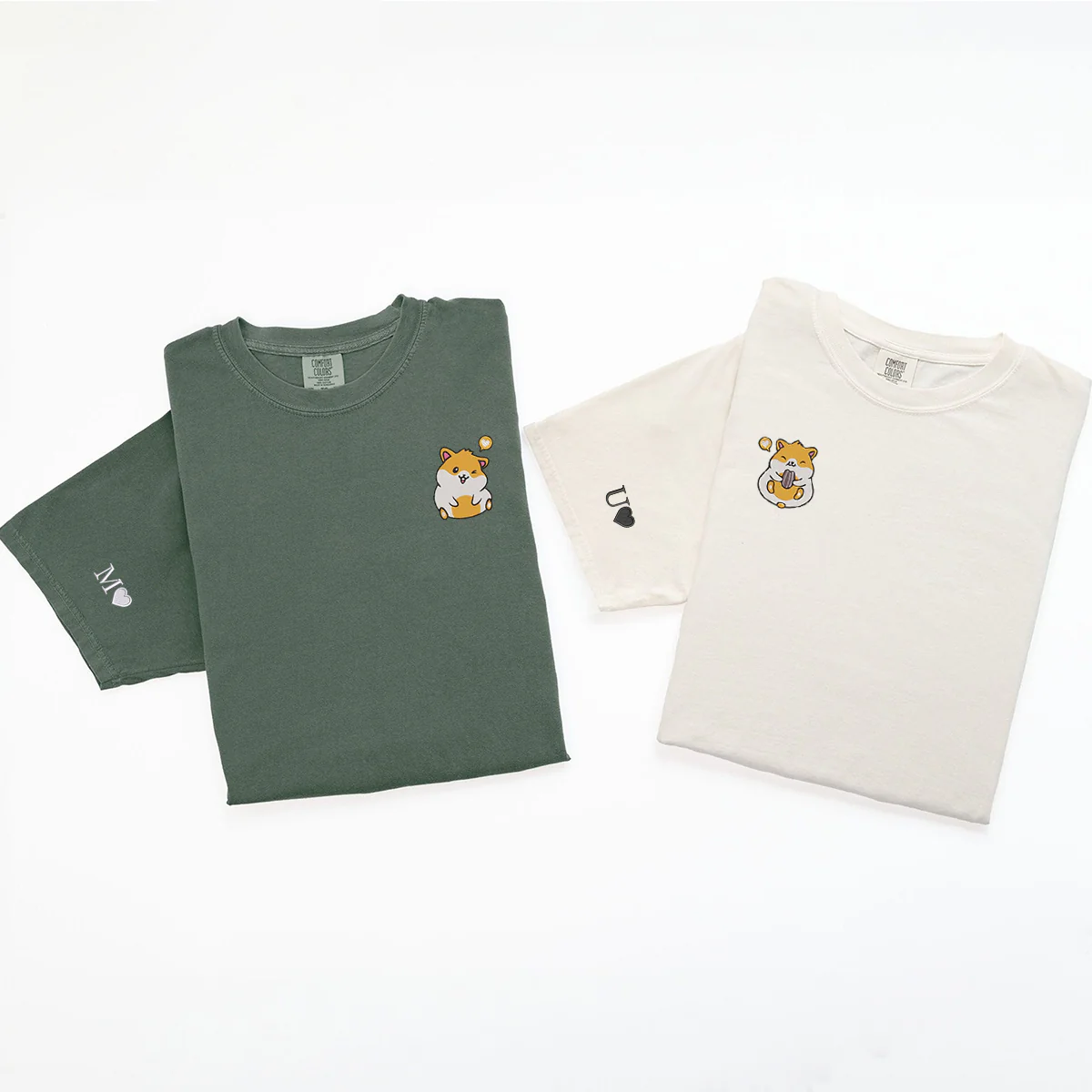 Custom Embroidered Cute Hamster Heart Matching T-shirts for Couples - Image 5