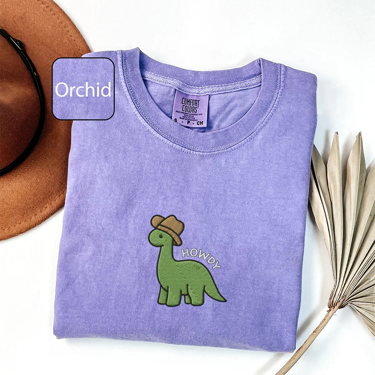 Custom Embroidered Cute Howdy Dinosaur T-Shirt – Cozy Western Dino Tee - Image 4