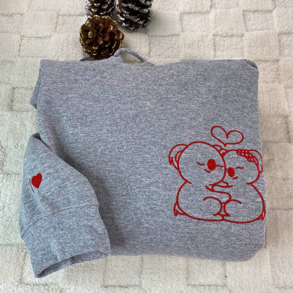 Custom Embroidered Cute Koala Bear Matching Hoodies for Couples - Image 3
