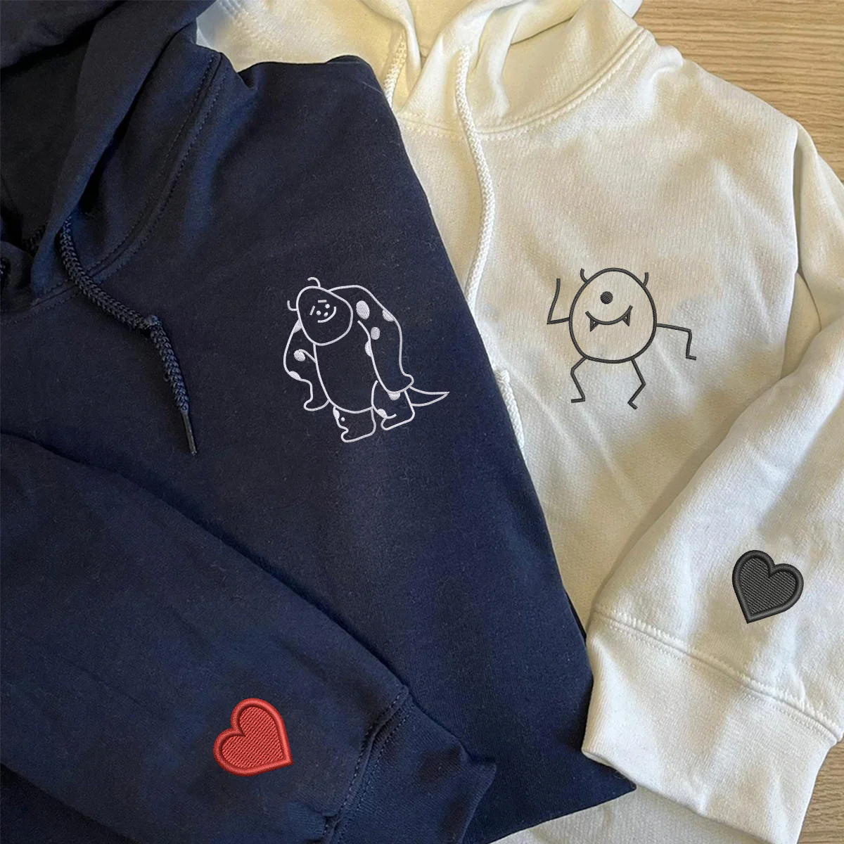 Custom Embroidered Cute Monster Matching Hoodies for Couples - Image 4