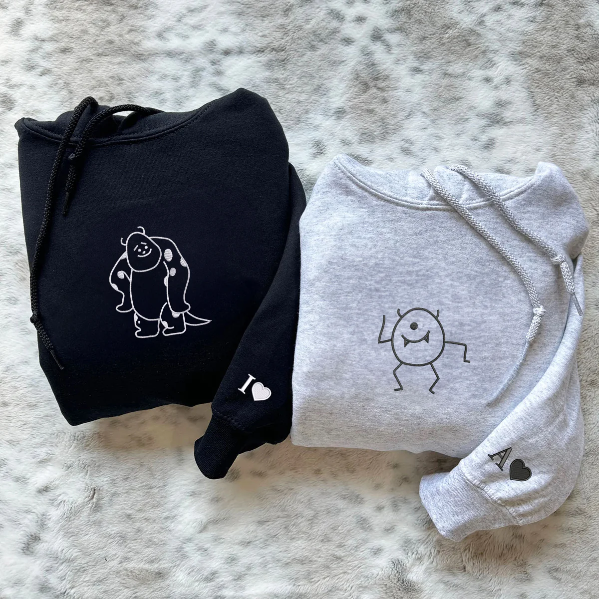 Custom Embroidered Cute Monster Matching Hoodies for Couples - Image 6