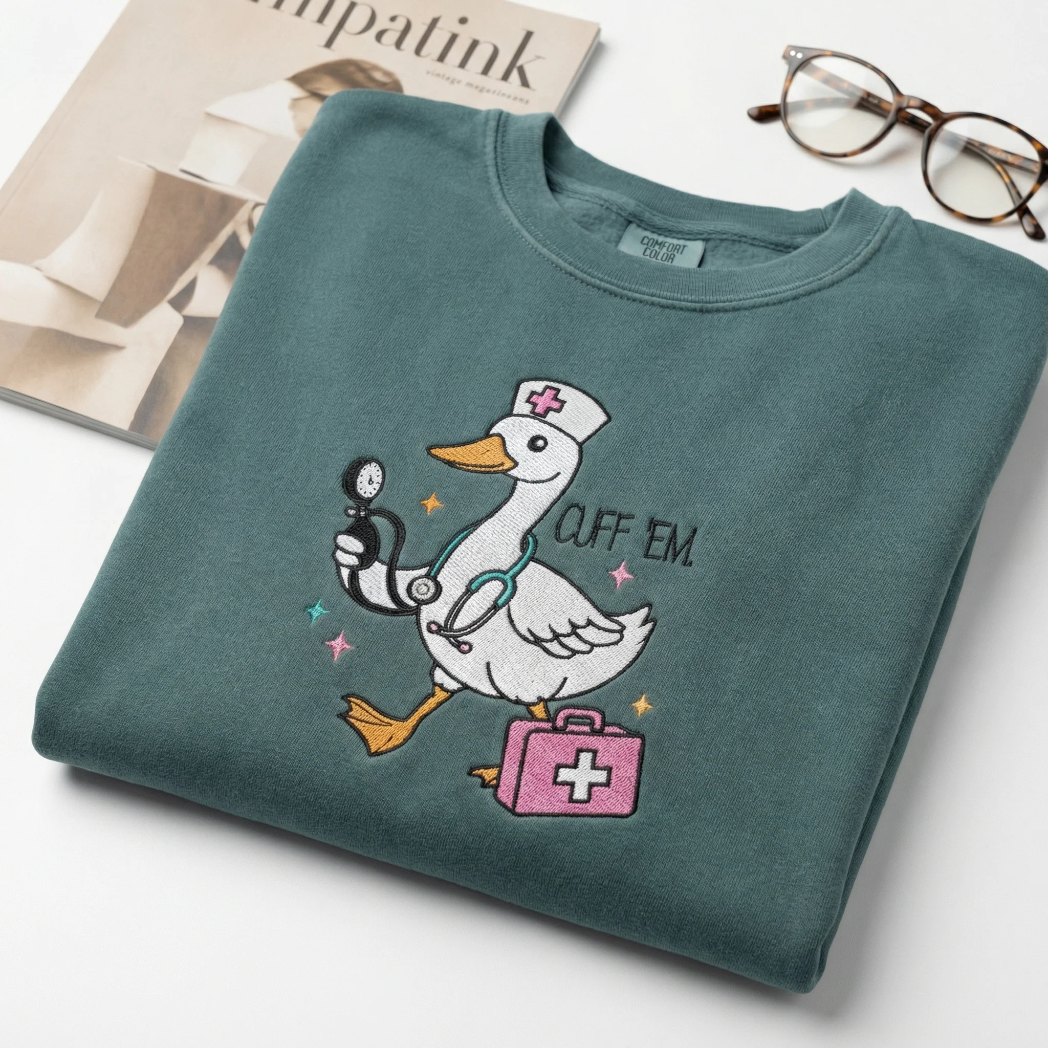 Custom Embroidered Cute Nurse Goose T-Shirt - Funny Nurse Gift