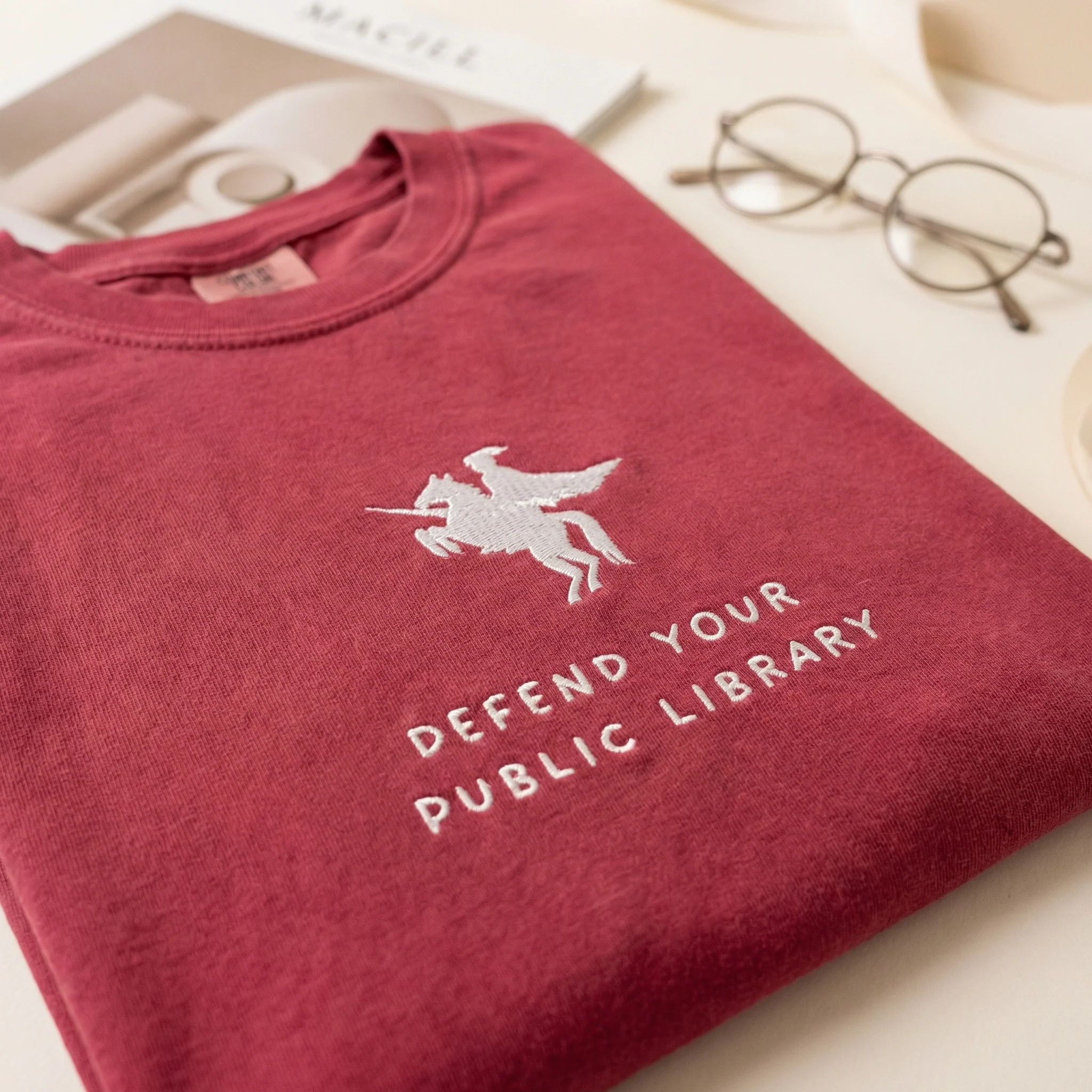 Custom Embroidered Defend Your Public Library T-Shirt - Bookish Librarian Gift - Image 3