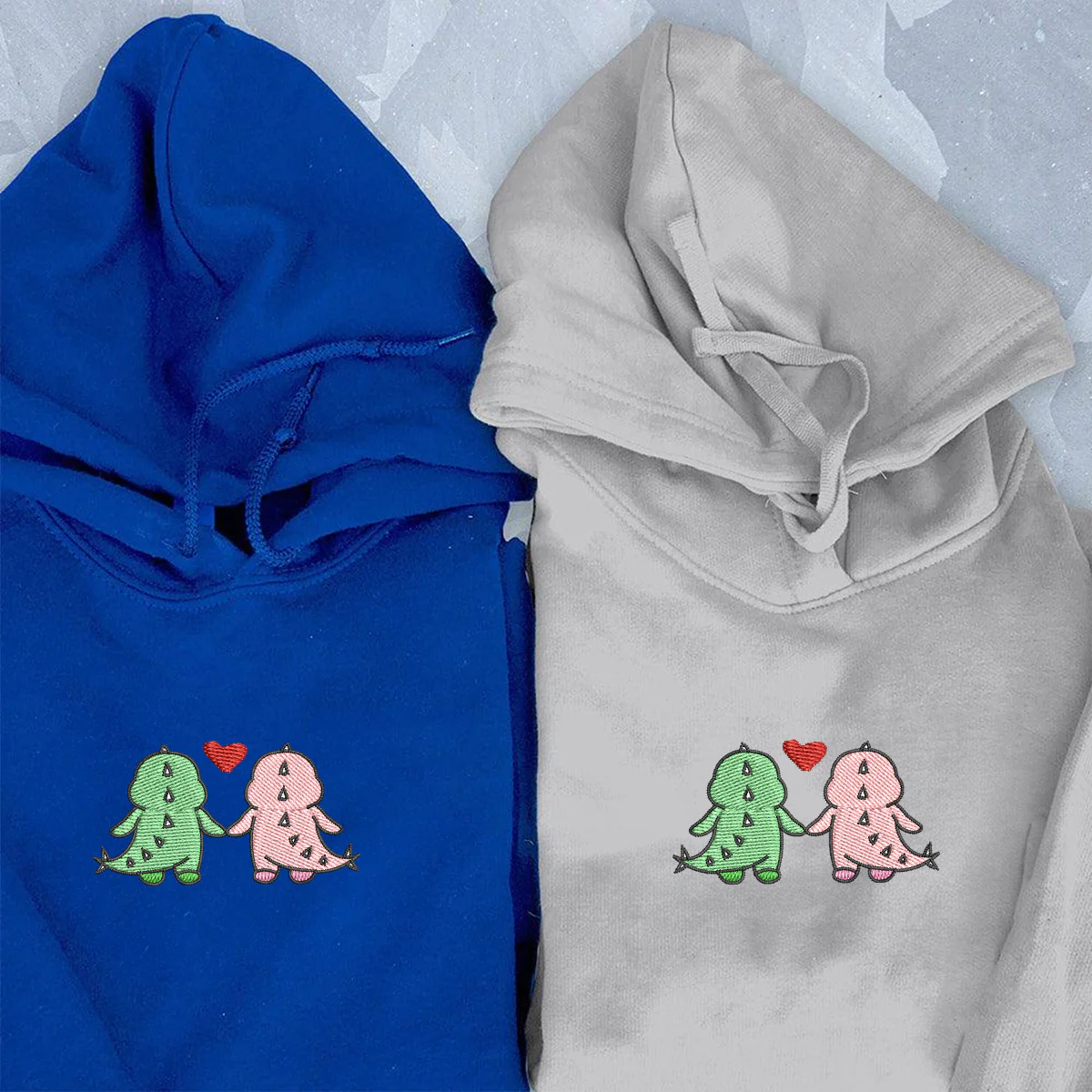 Custom Embroidered Dinosaur Couple Matching Hoodies for Couples - Image 5