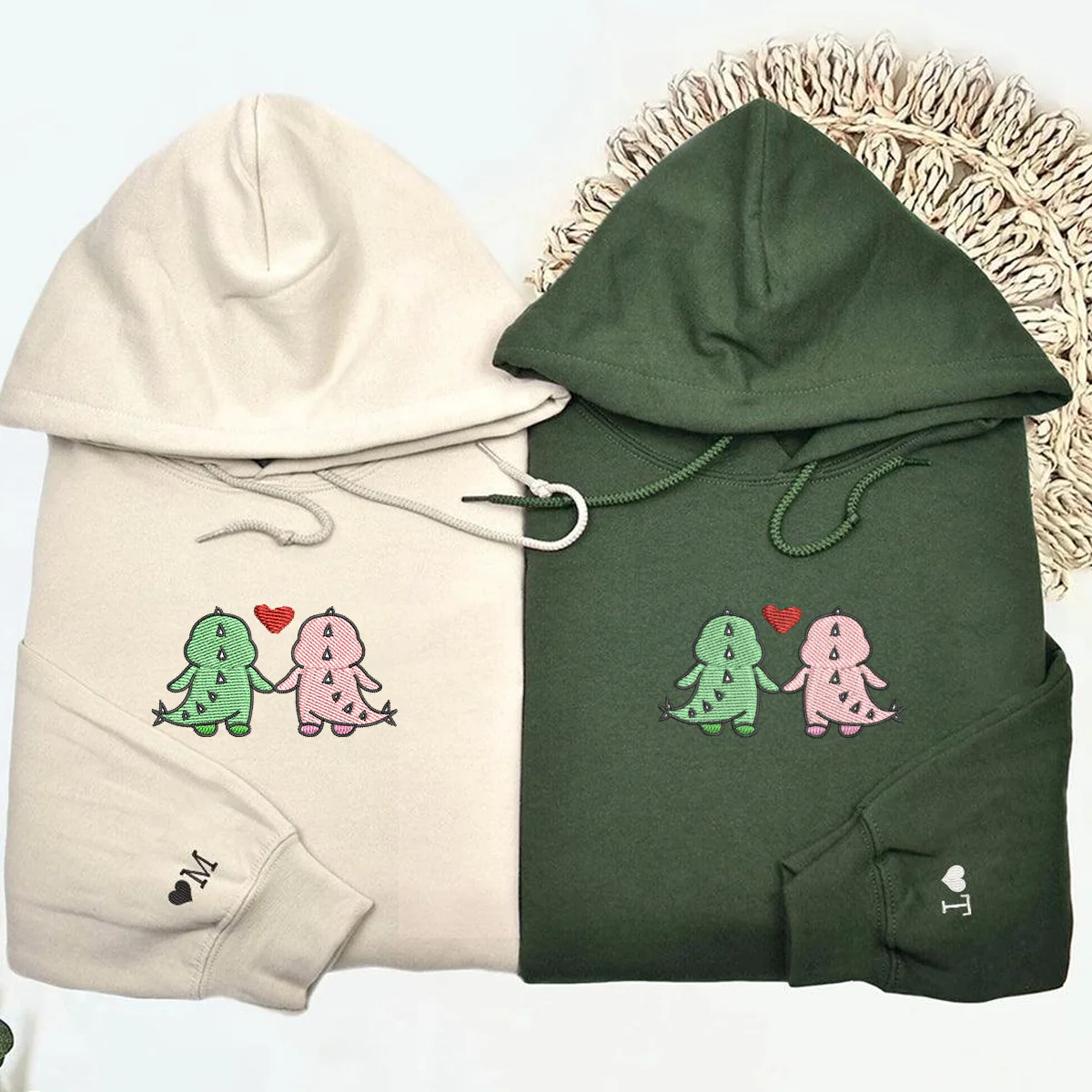 Custom Embroidered Dinosaur Couple Matching Hoodies for Couples - Image 6