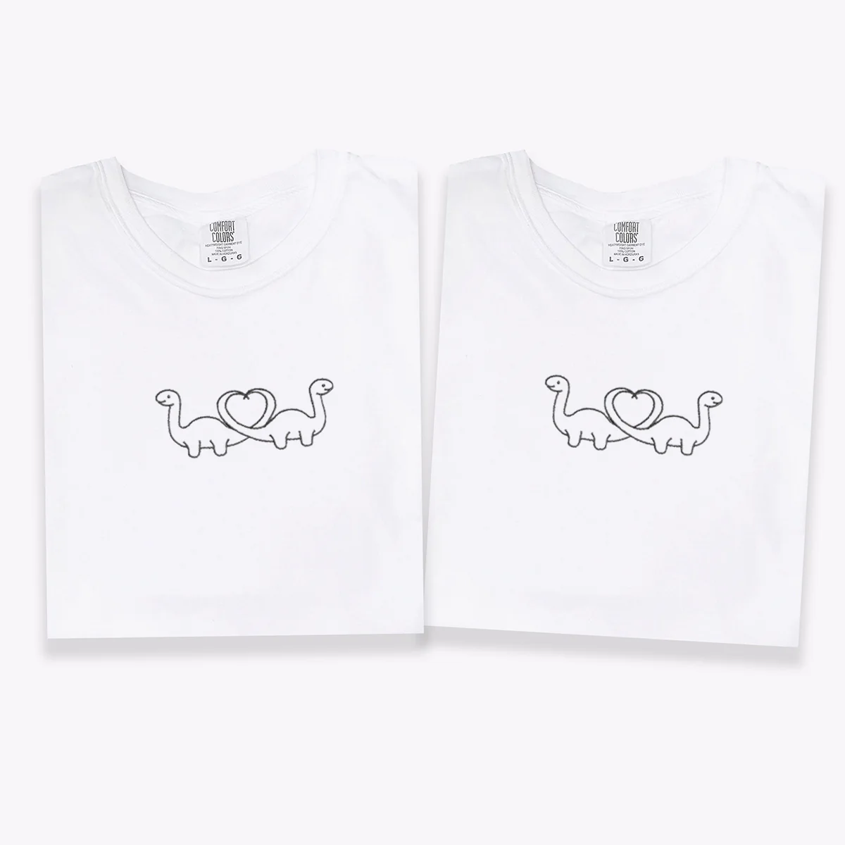 Custom Embroidered Dinosaur Matching T-shirts for Couples