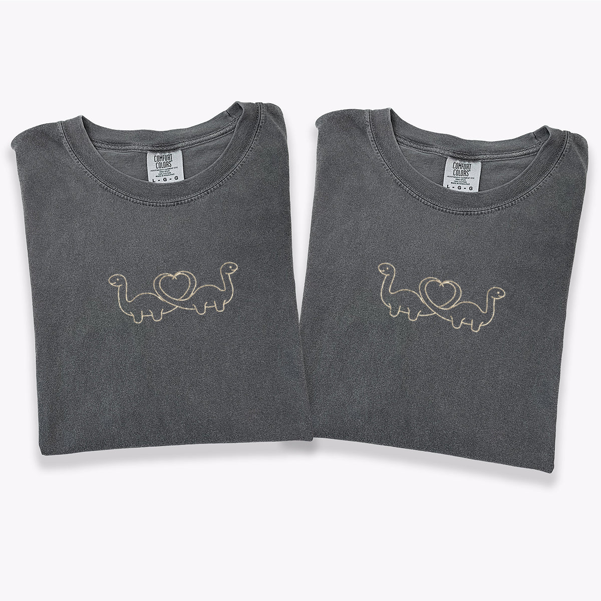 Custom Embroidered Dinosaur Matching T-shirts for Couples - Image 2