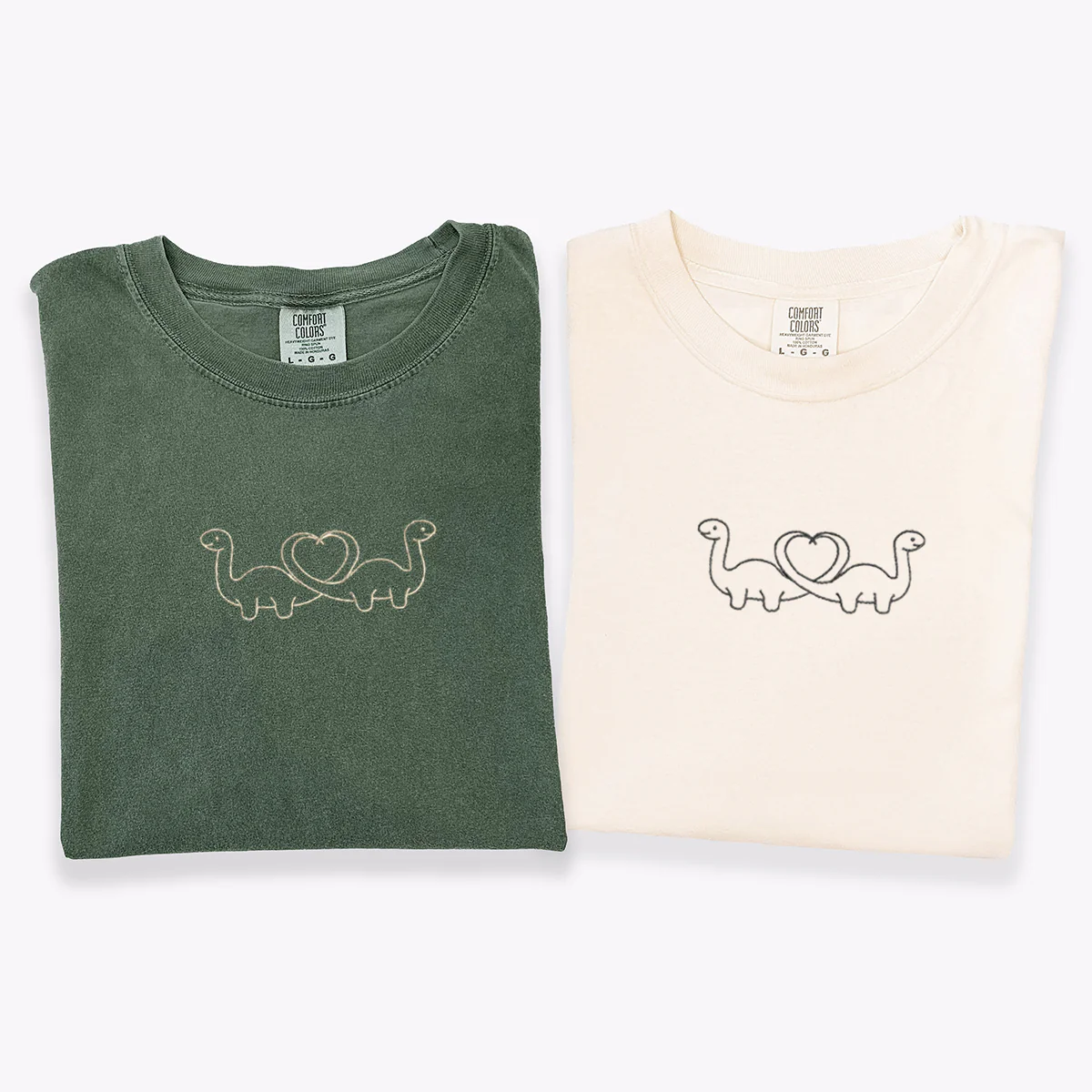 Custom Embroidered Dinosaur Matching T-shirts for Couples - Image 4
