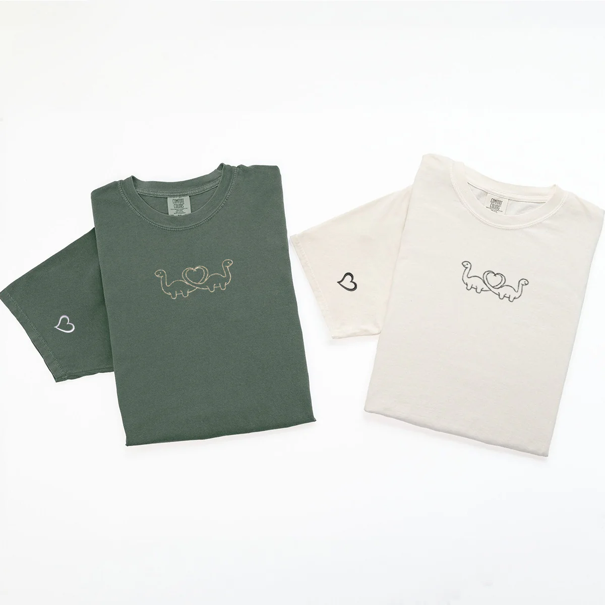 Custom Embroidered Dinosaur Matching T-shirts for Couples - Image 5