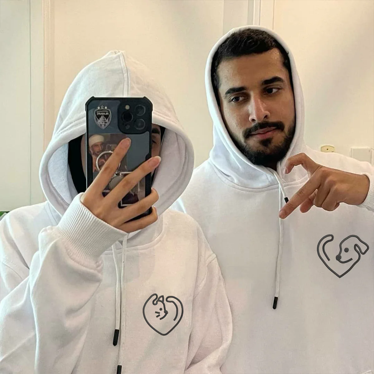 Custom Embroidered Dog & Cat Love Matching Hoodies for Couples - Image 6
