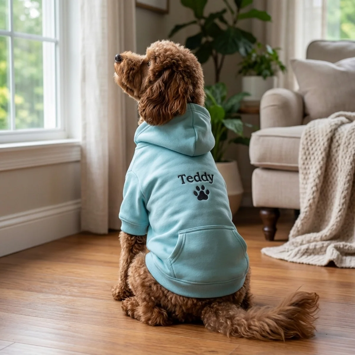 Custom Embroidered Dog Hoodie – Personalized Pet Name Sports Hoodie