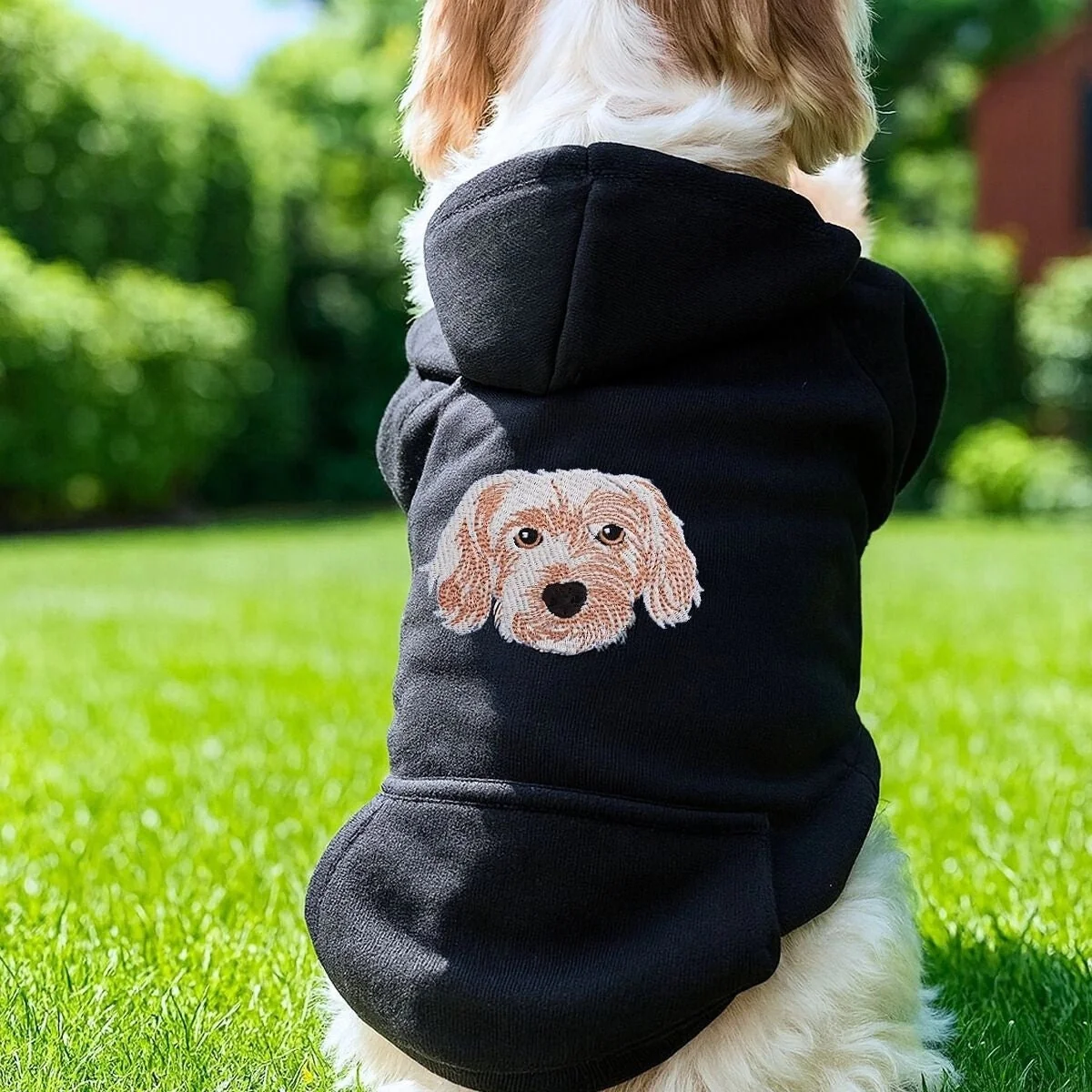 Custom Embroidered Dog Hoodie Portrait from Photo - Personalized Dog Portrait Apparel - Image 4