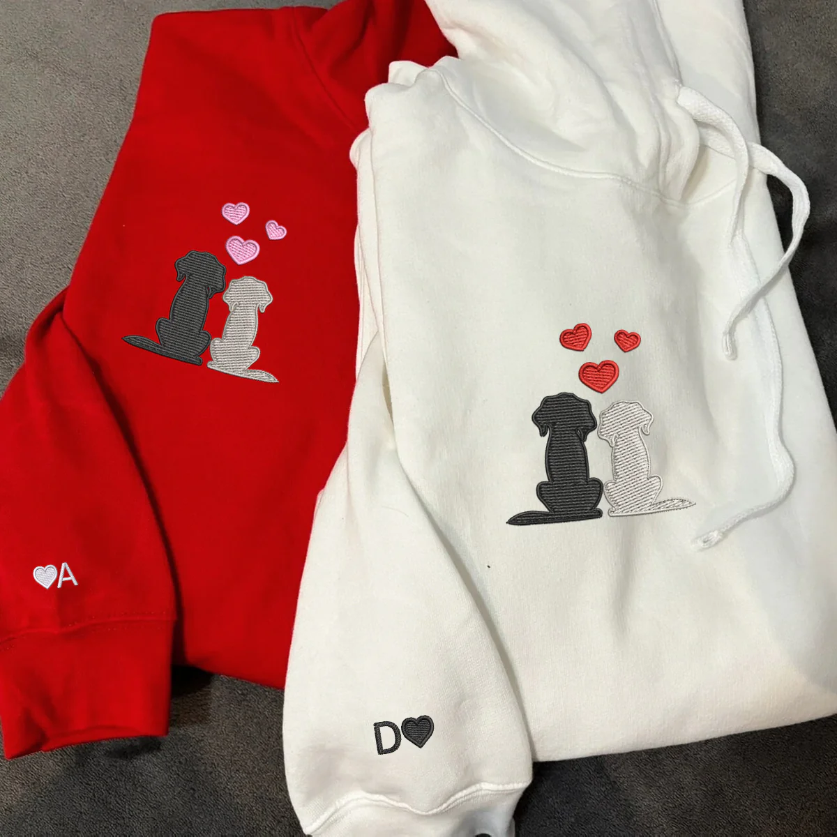 Custom Embroidered Dog Love Matching Hoodies for Couples - Image 5