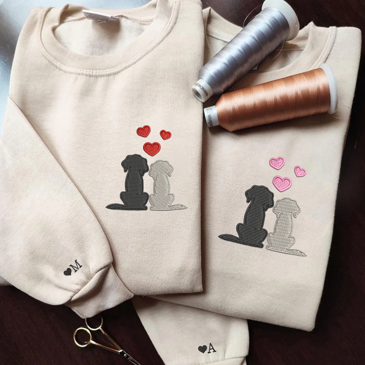 Custom Embroidered Dog Love Matching Hoodies for Couples - Image 6
