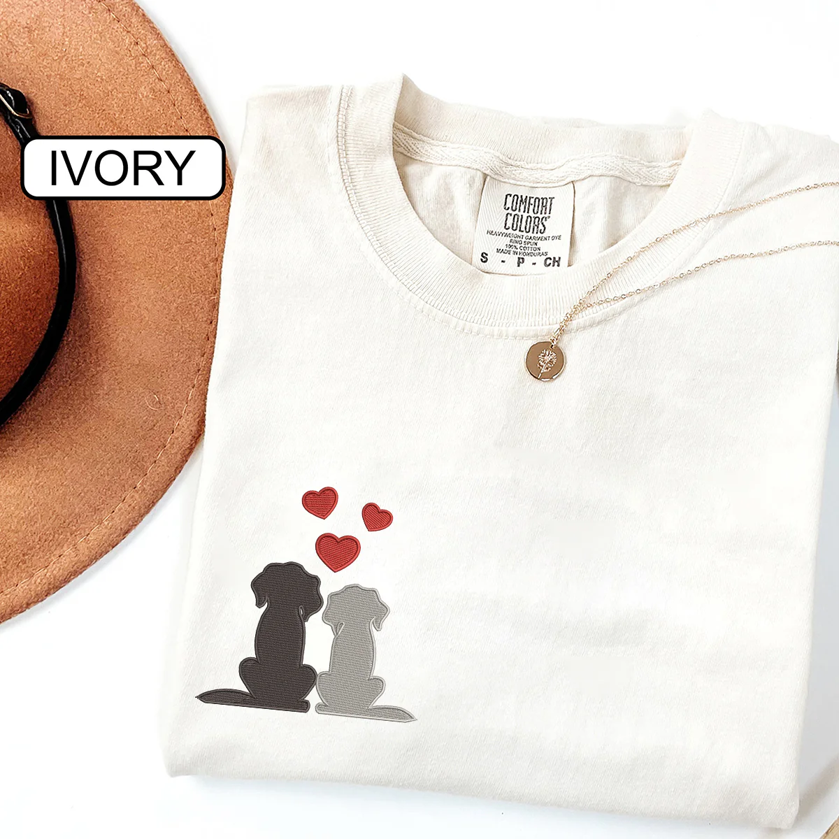 Custom Embroidered Dog Love Matching T-shirts for Couples - Image 3