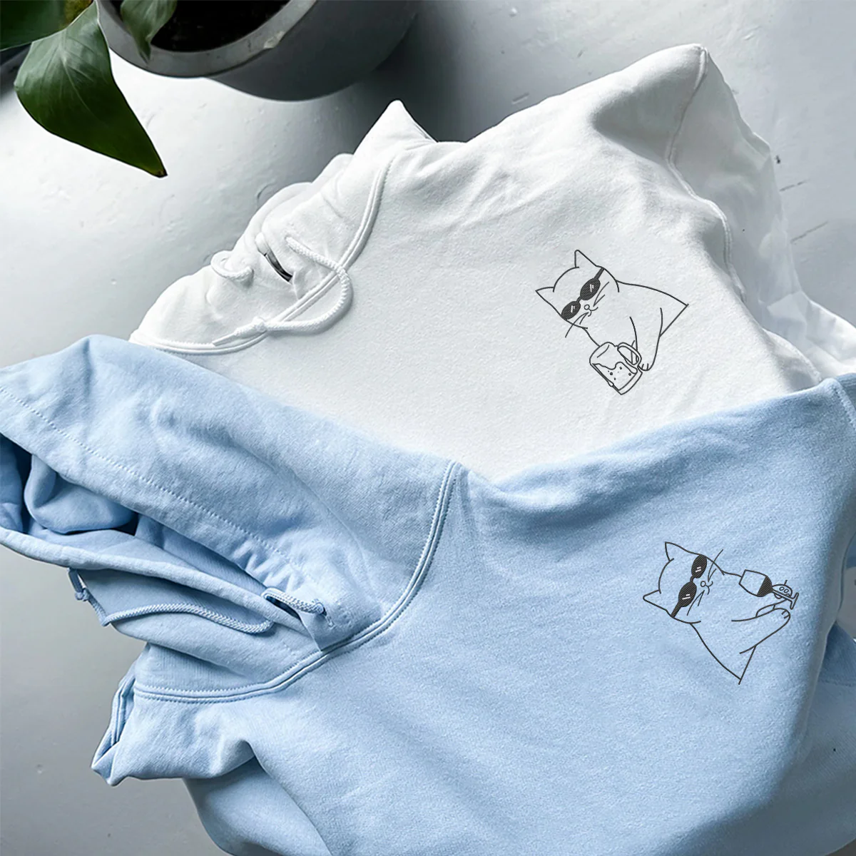 Custom Embroidered Drink with Me Matching Hoodies for Couples - Image 4