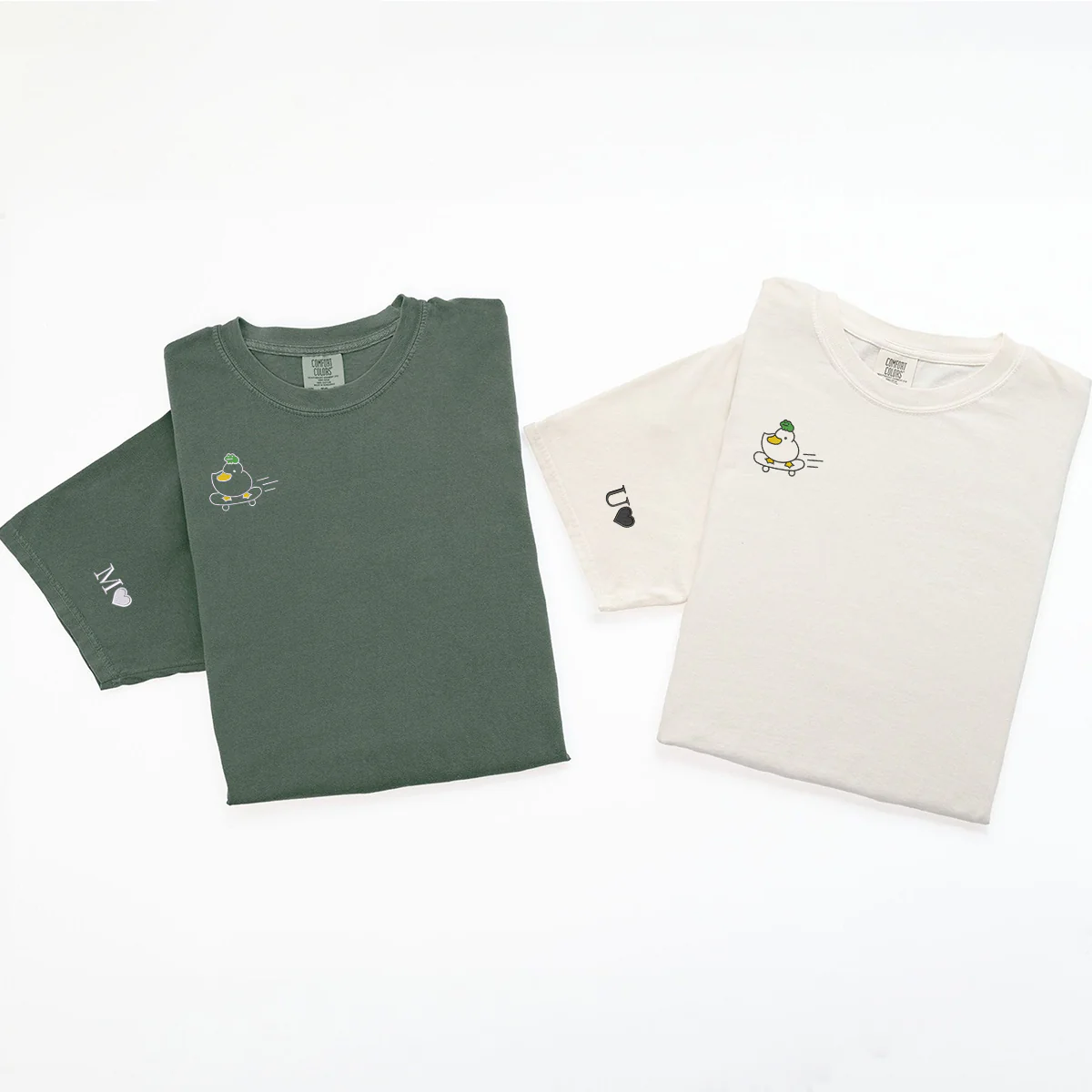 Custom Embroidered Duck and Frog Matching T-shirts for Couples - Image 7