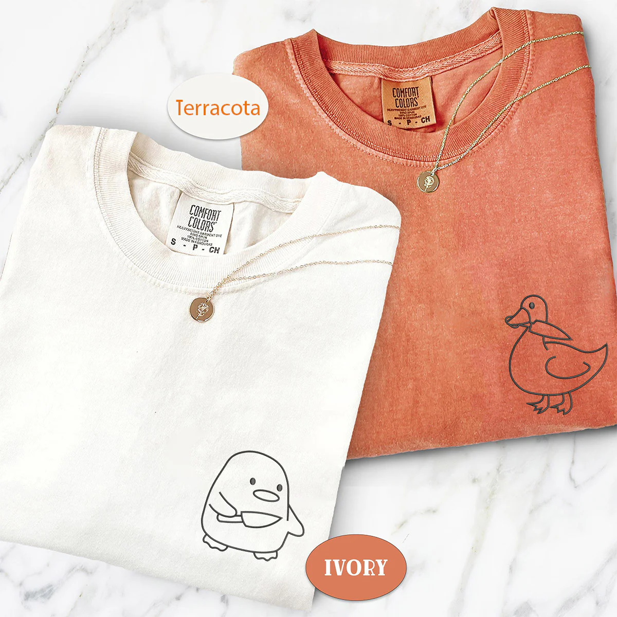 Custom Embroidered Duck Duck Goose Matching T-shirts for Couples - Image 3