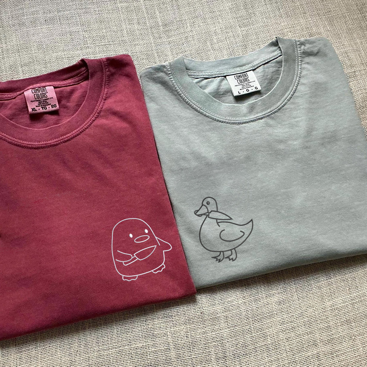 Custom Embroidered Duck Duck Goose Matching T-shirts for Couples - Image 5