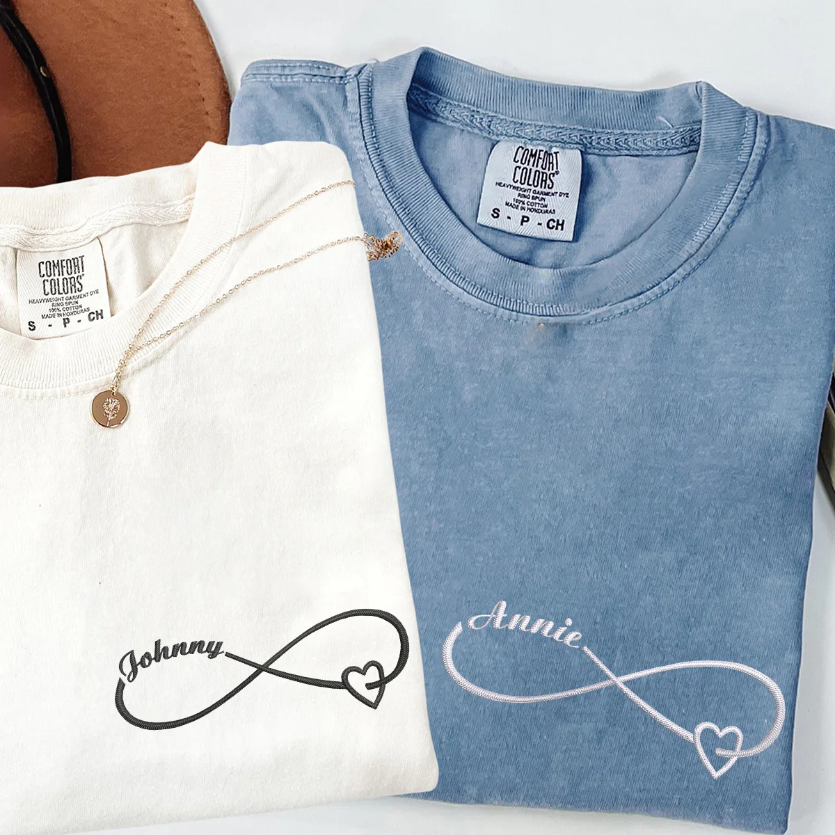Custom Embroidered Eternal Love Matching T-shirts for Couples - Image 2