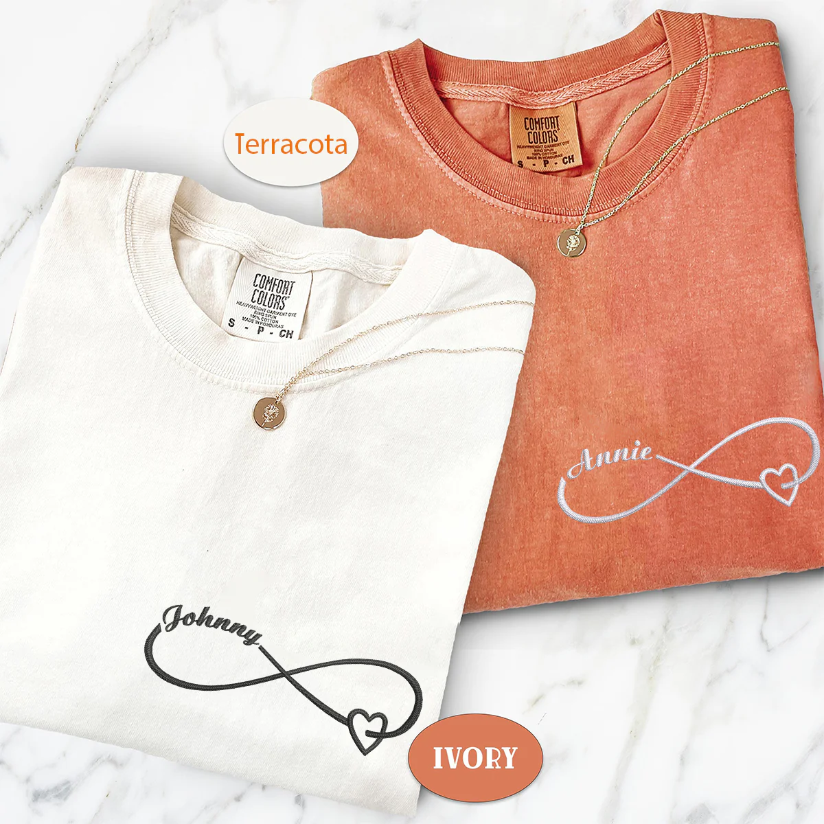 Custom Embroidered Eternal Love Matching T-shirts for Couples - Image 3