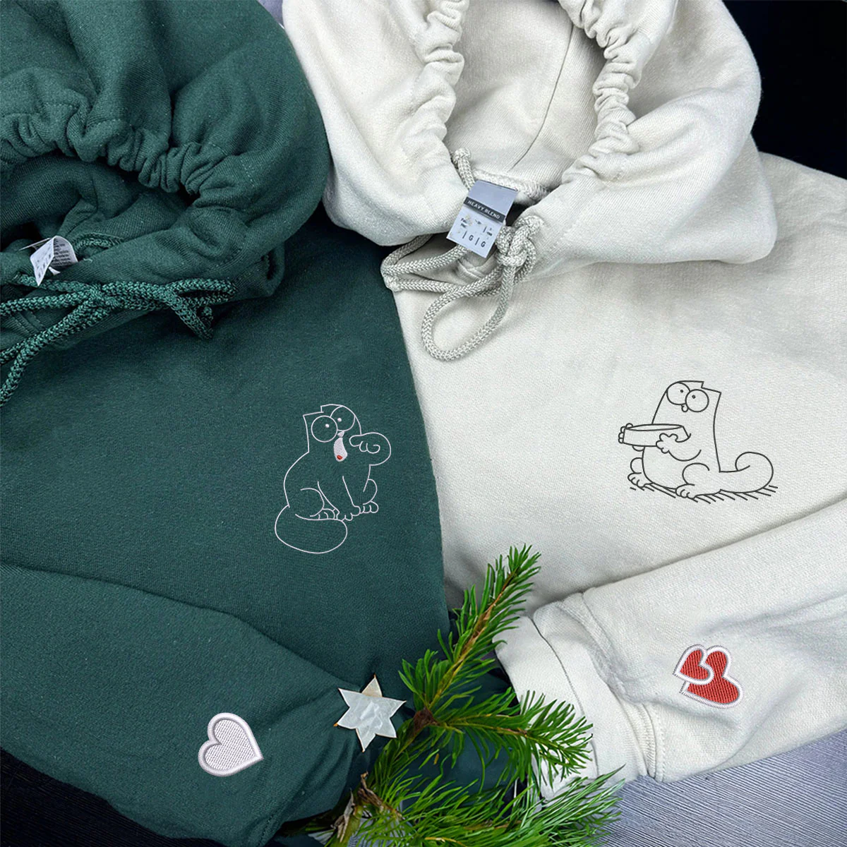 Custom Embroidered Feed Me, I'm Hungry Matching Hoodies for Couples - Image 4