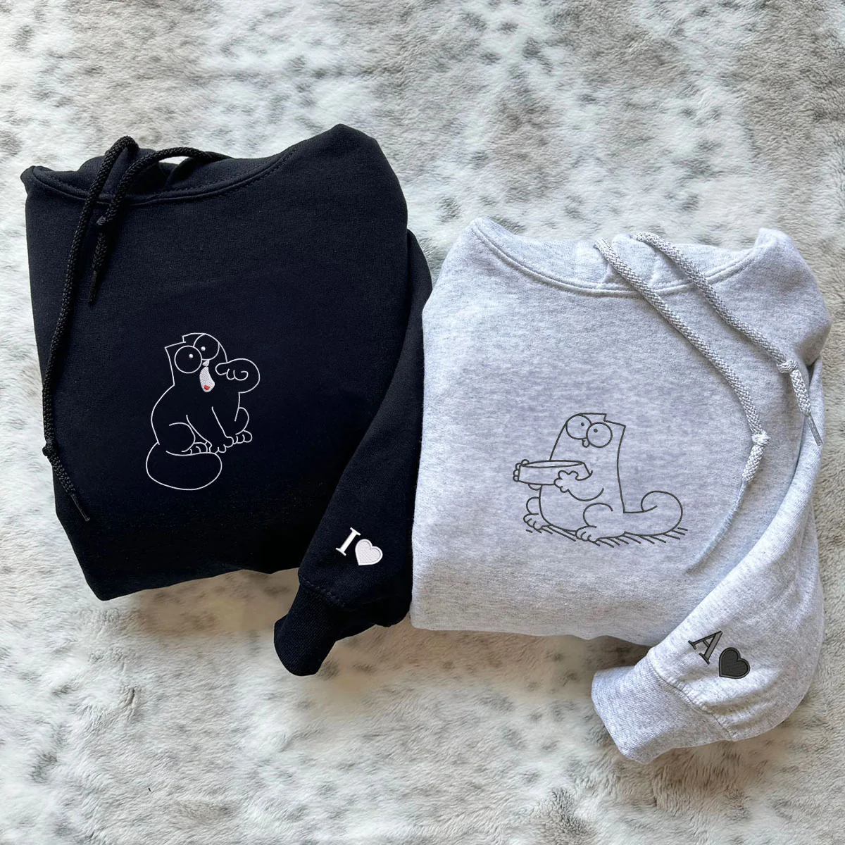 Custom Embroidered Feed Me, I'm Hungry Matching Hoodies for Couples - Image 5