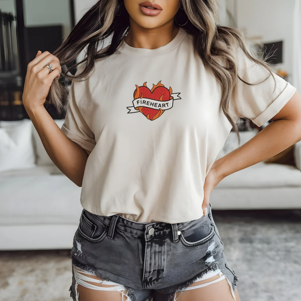 Custom Embroidered Fireheart Fantasy Romance T-Shirt – Cozy Romantasy Bookish Tee - Image 9