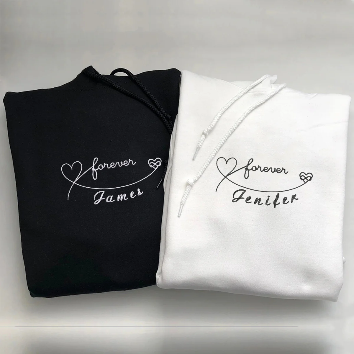 Custom Embroidered Forever Love Matching Hoodies for Couples - Image 3