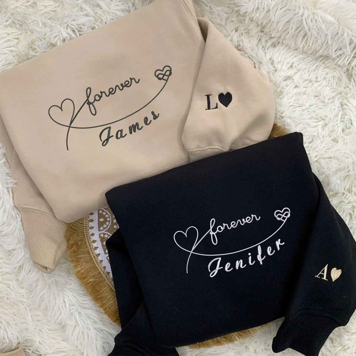 Custom Embroidered Forever Love Matching Hoodies for Couples - Image 6