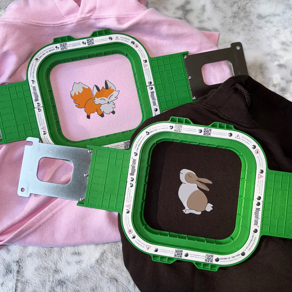 Custom Embroidered Fox and Rabbit Matching Hoodies for Couples - Image 6