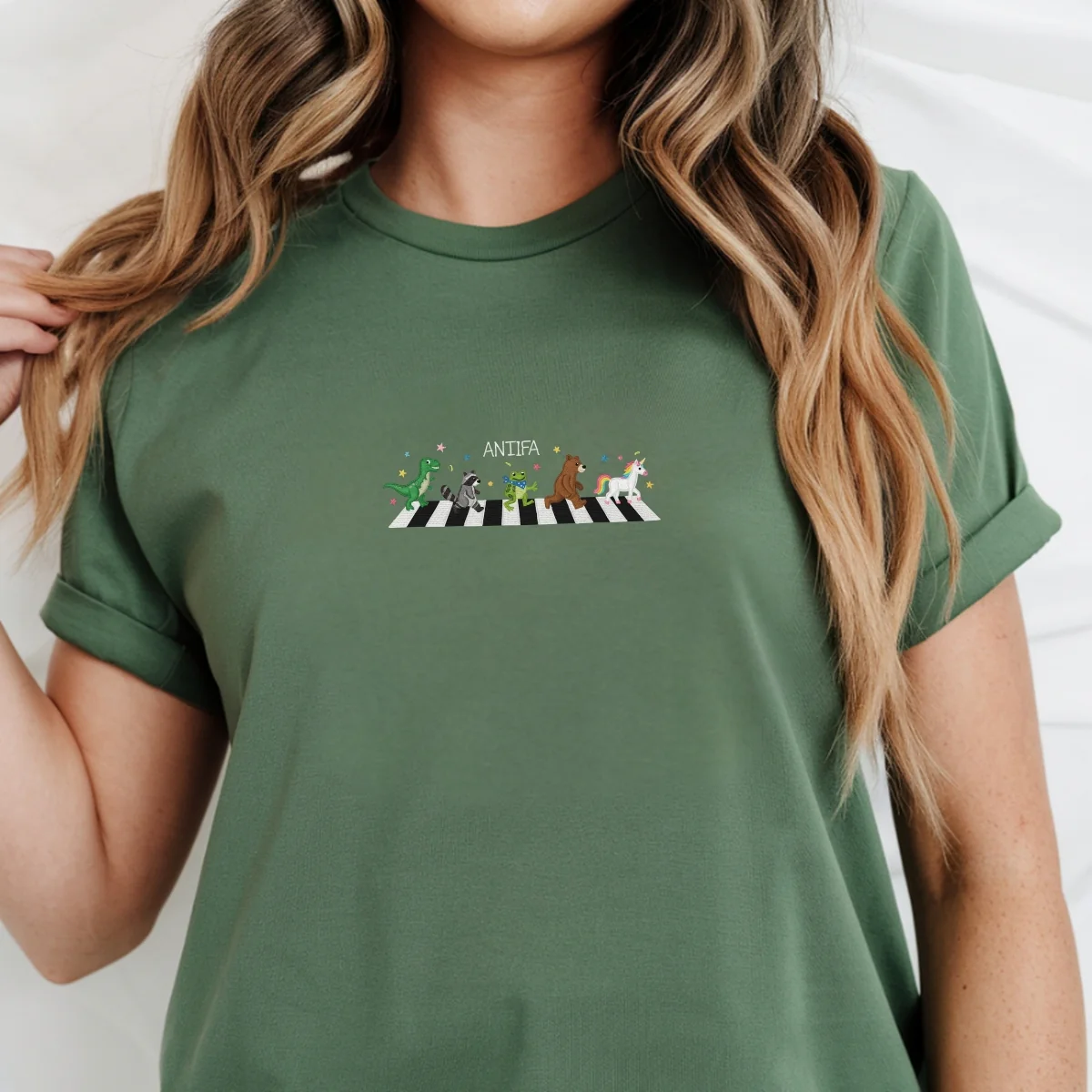 Custom Embroidered Freedom Frog T-Shirt | Anti-Fascism Meme Tee – Whimsical Animal Crossing - Image 7