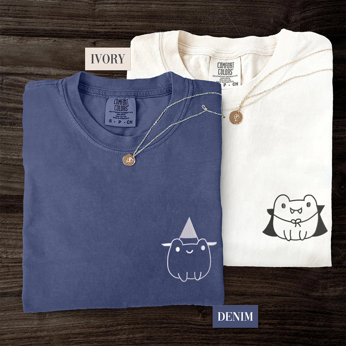 Custom Embroidered Frog Halloween Matching T-shirts for Couples - Image 3