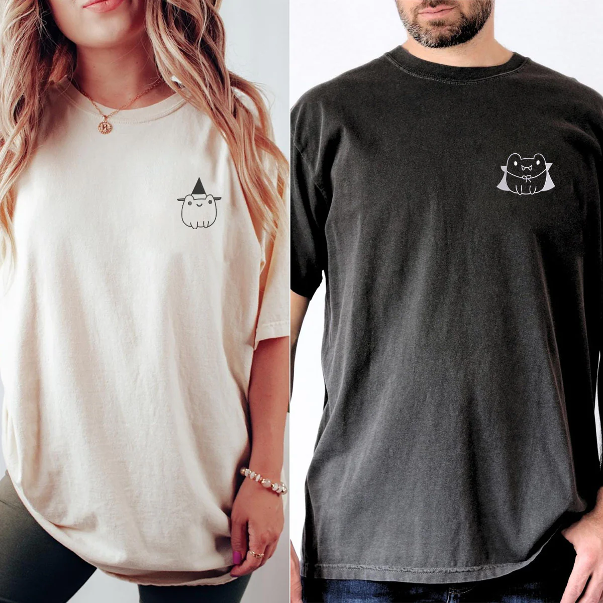 Custom Embroidered Frog Halloween Matching T-shirts for Couples - Image 6