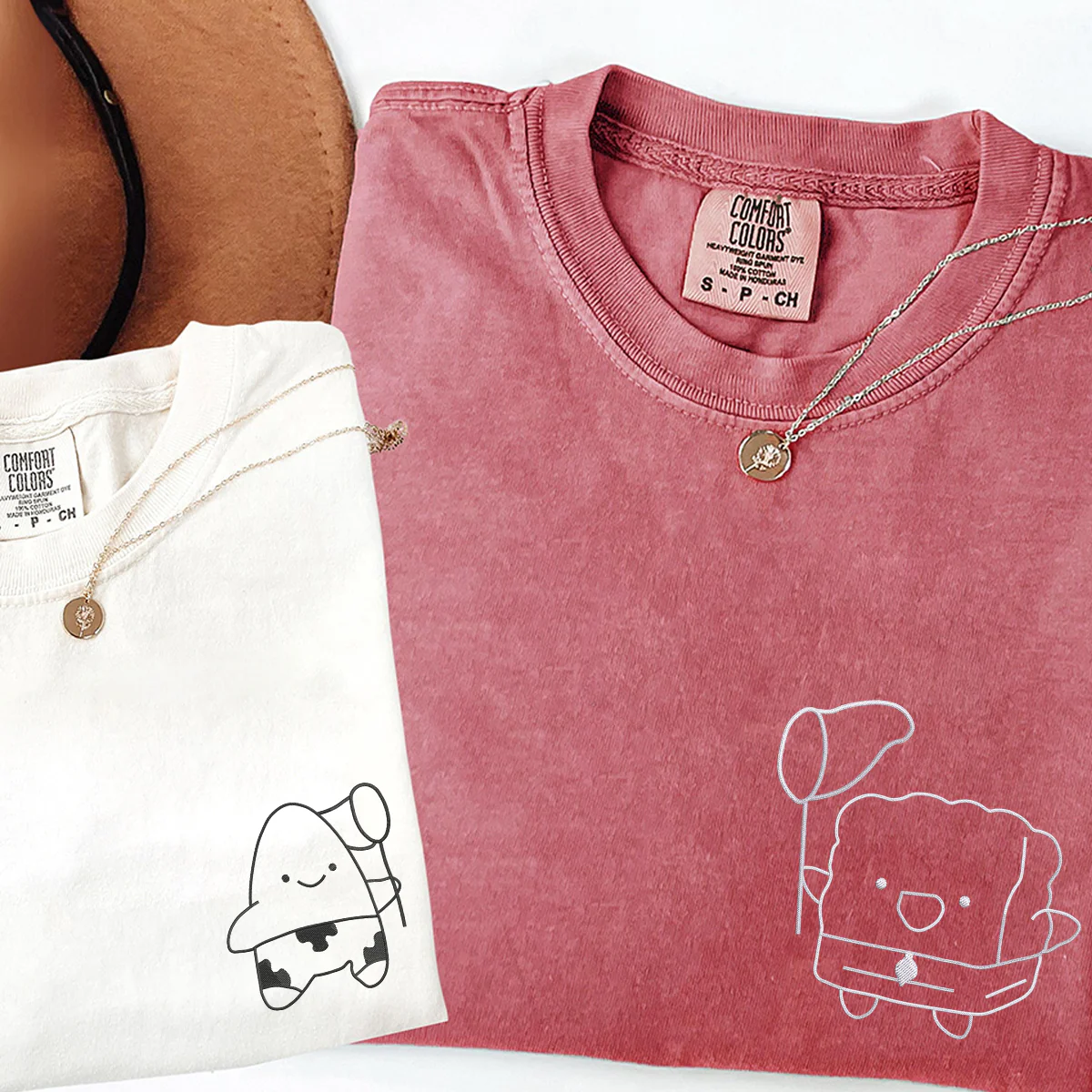 Custom Embroidered Funny Cartoon Matching T-shirts for Couples - Image 2
