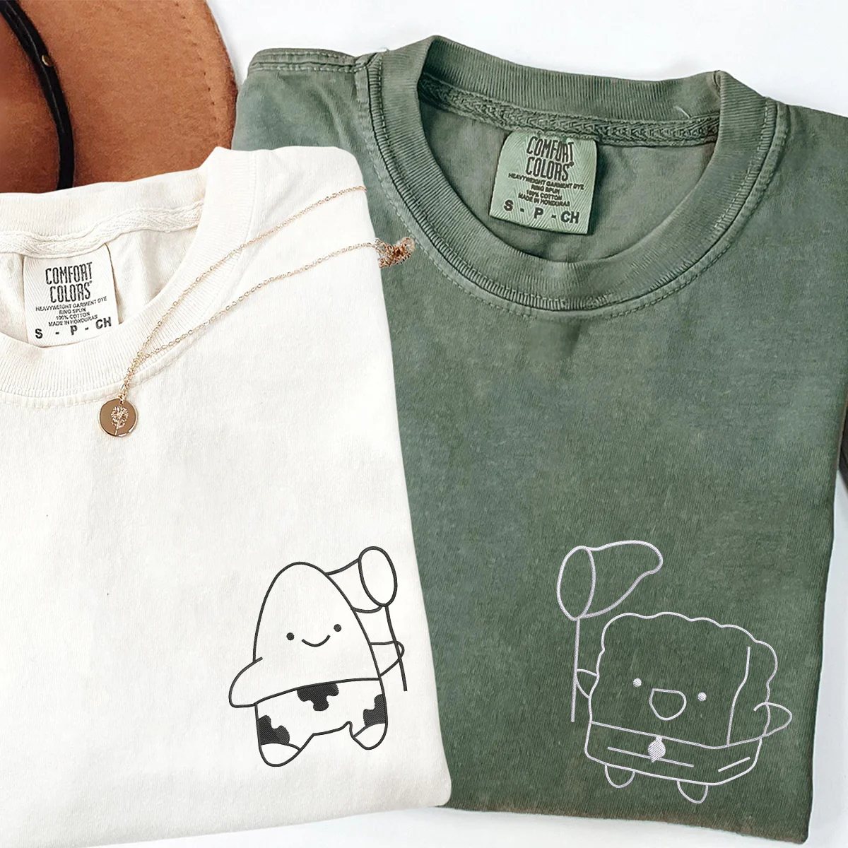 Custom Embroidered Funny Cartoon Matching T-shirts for Couples - Image 3