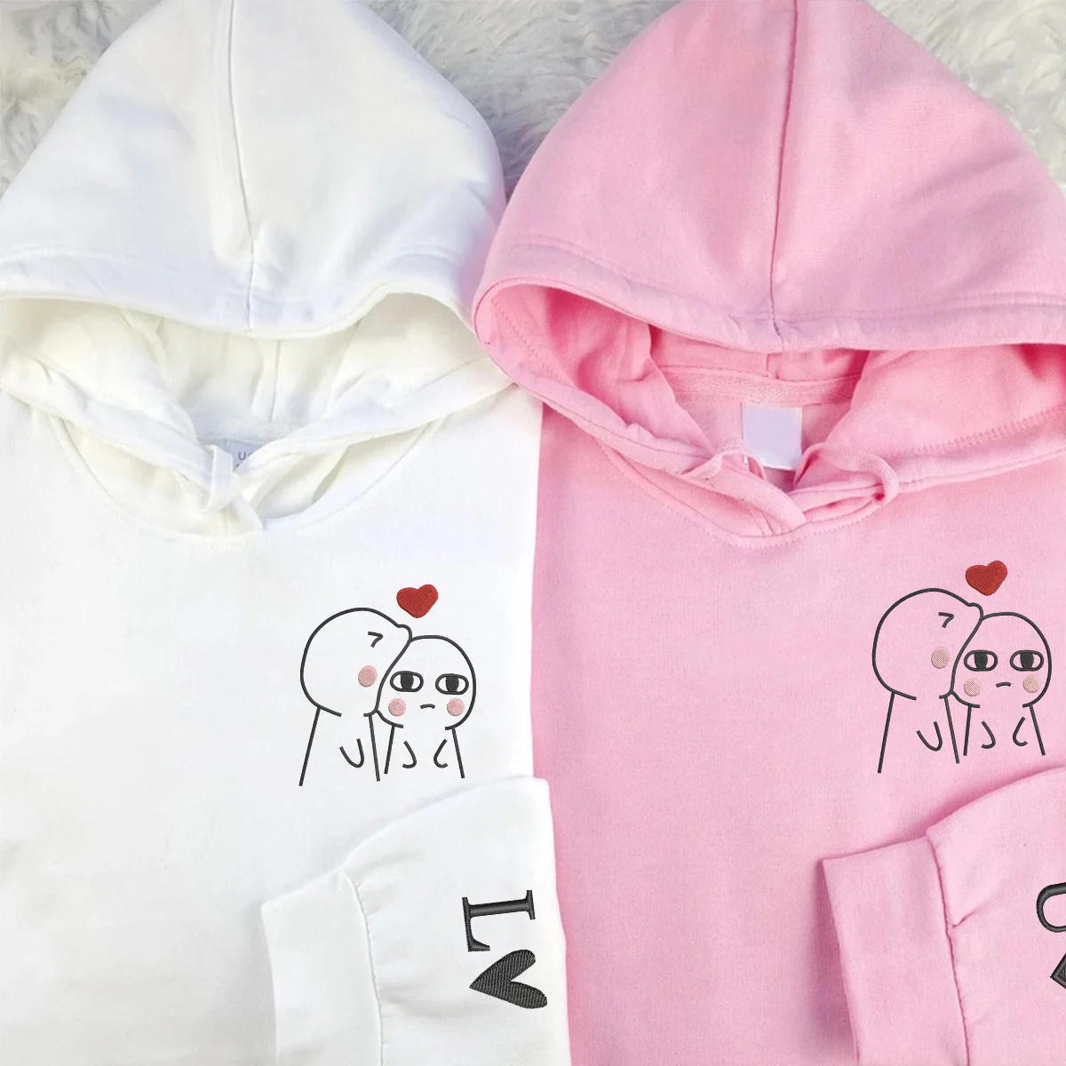 Custom Embroidered Funny Love Matching Hoodies for Couples - Image 2