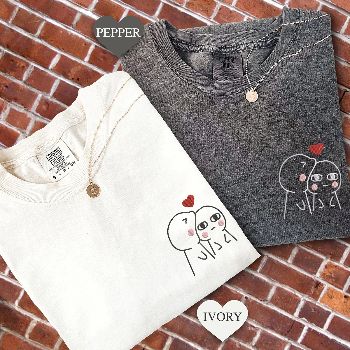 Custom Embroidered Funny Love Matching T-shirts for Couples - Image 2