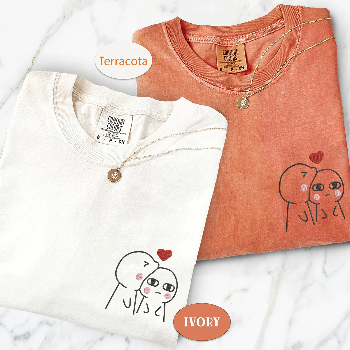 Custom Embroidered Funny Love Matching T-shirts for Couples - Image 3