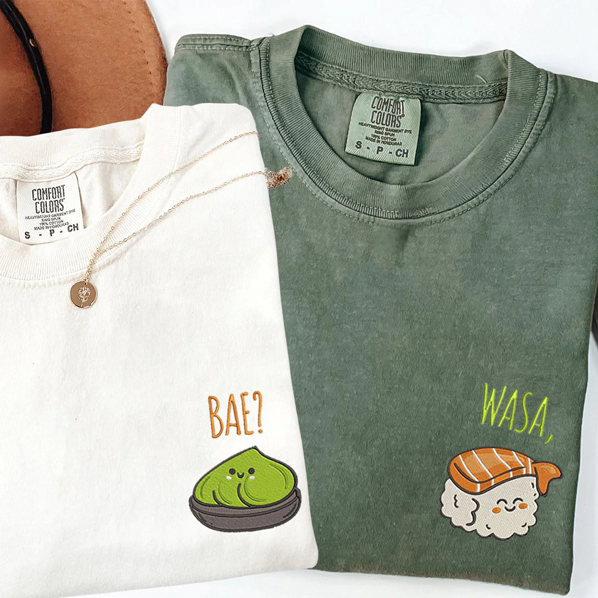 Custom Embroidered Funny Wasa-Bae Matching T-shirts for Couples - Image 2