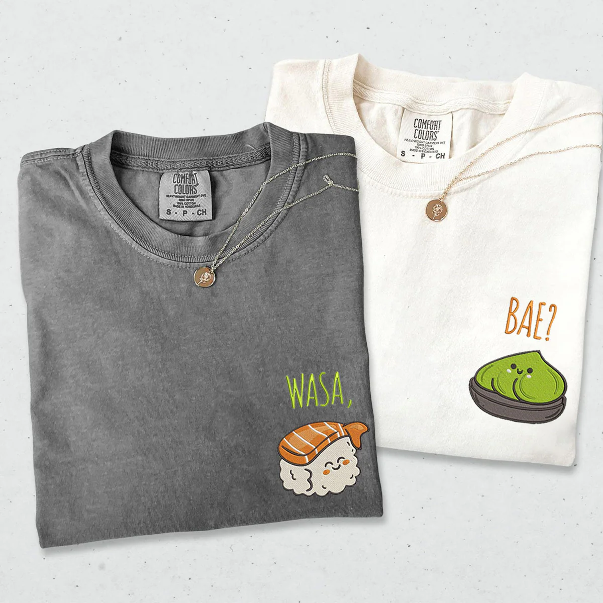Custom Embroidered Funny Wasa-Bae Matching T-shirts for Couples - Image 4