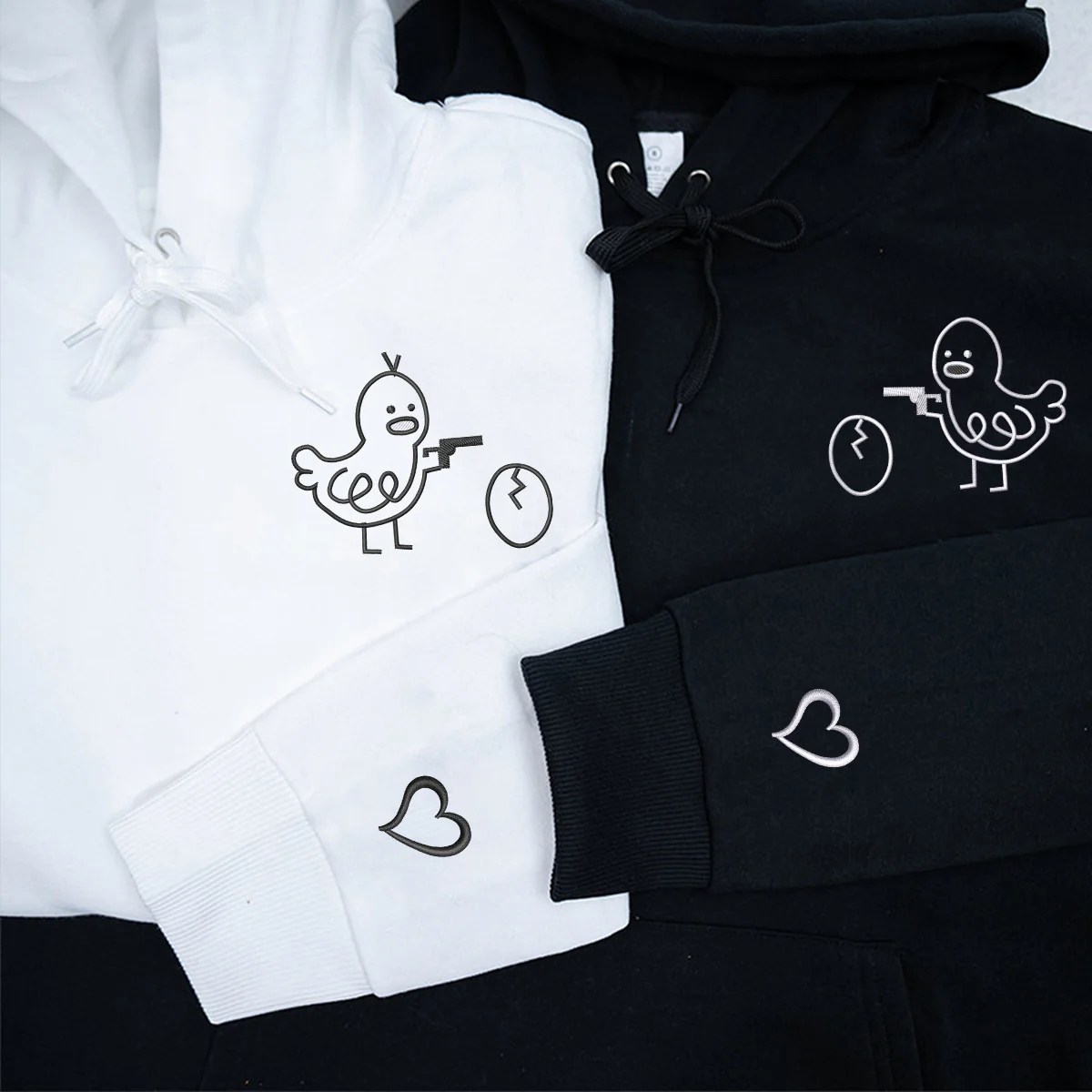 Custom Embroidered Gangster Chicken Matching Hoodies for Couples - Image 2
