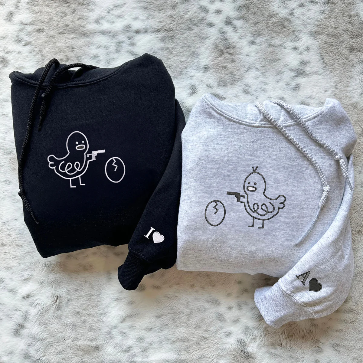 Custom Embroidered Gangster Chicken Matching Hoodies for Couples - Image 4
