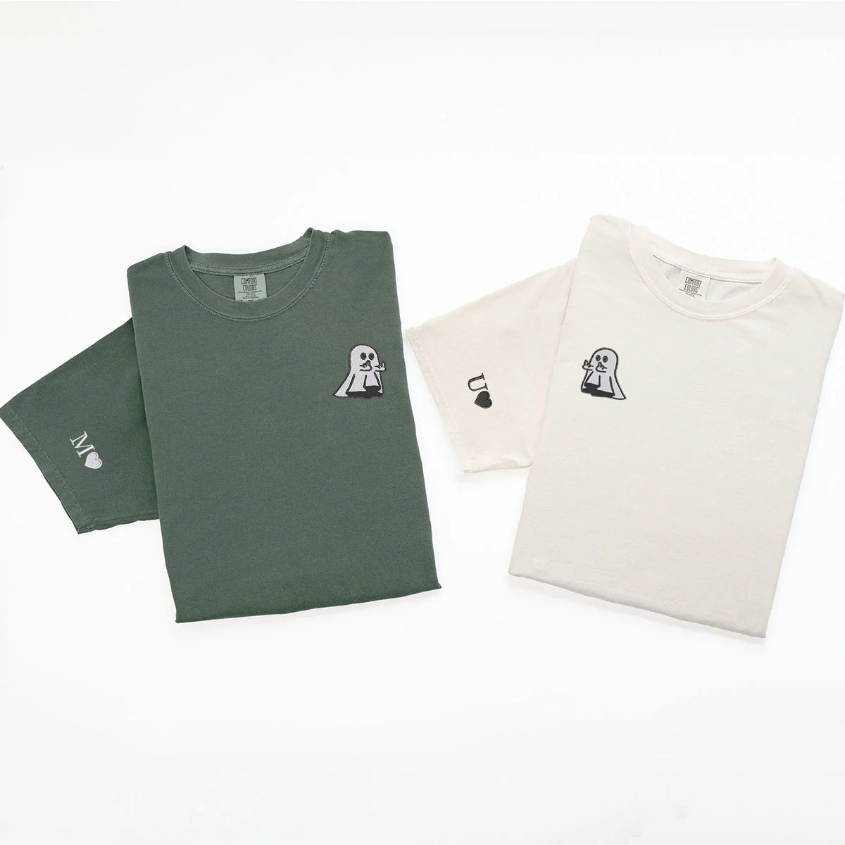 Custom Embroidered Ghost Cute Hands Matching T-shirts for Couples - Image 5