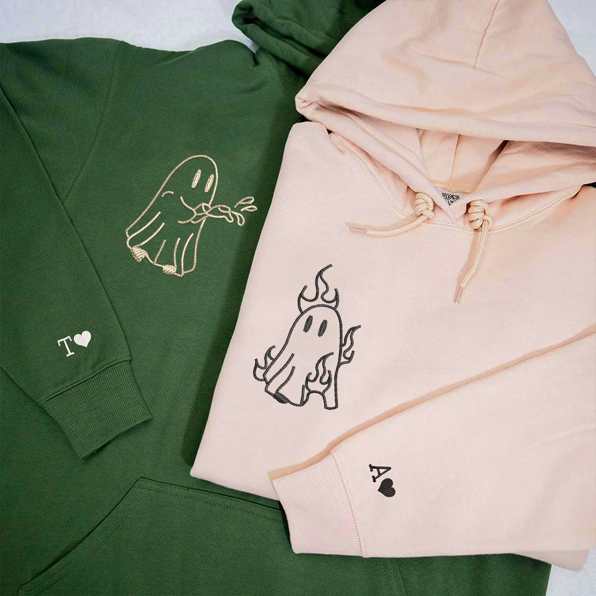 Custom Embroidered Ghost Firefighter Matching Hoodies for Couples - Image 4