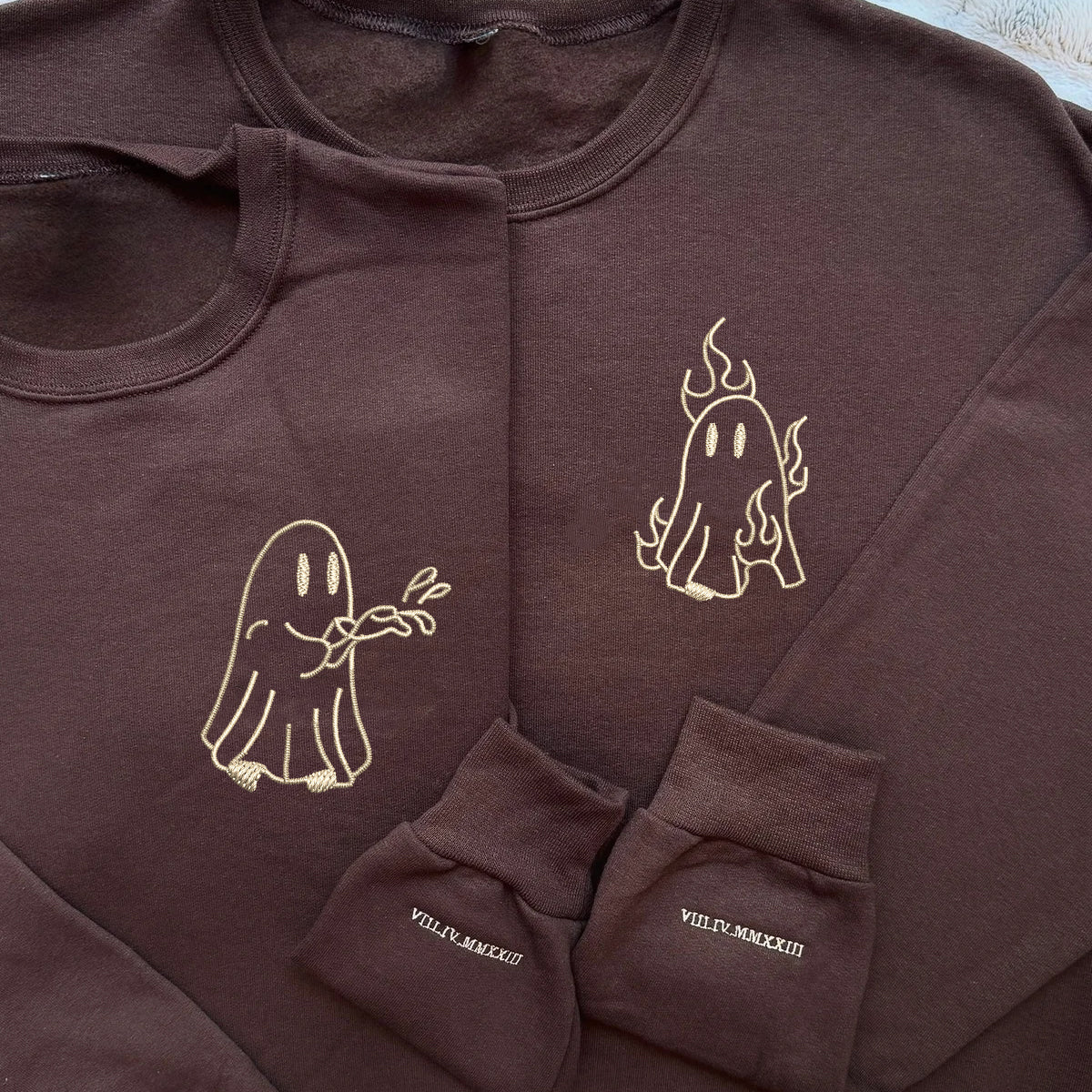 Custom Embroidered Ghost Firefighter Matching Hoodies for Couples - Image 6