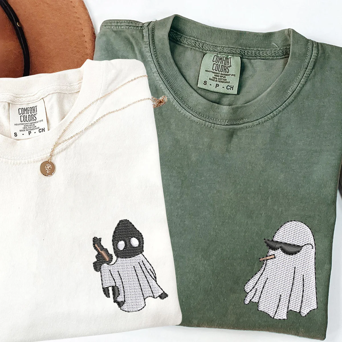 Custom Embroidered Ghost Partners In Crime Matching T-shirts for Couples - Image 3